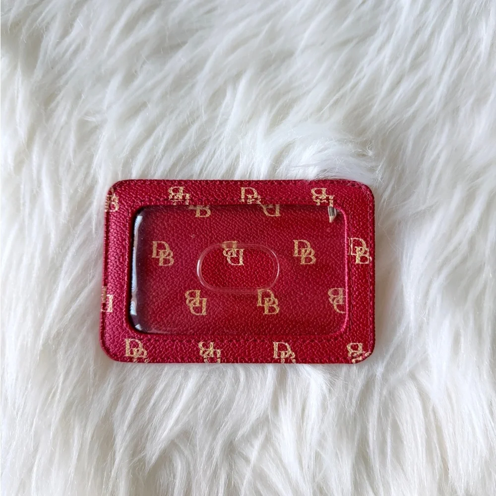 Dooney & Bourke Red ID Card Holder with Logo - Picture 1 of 4